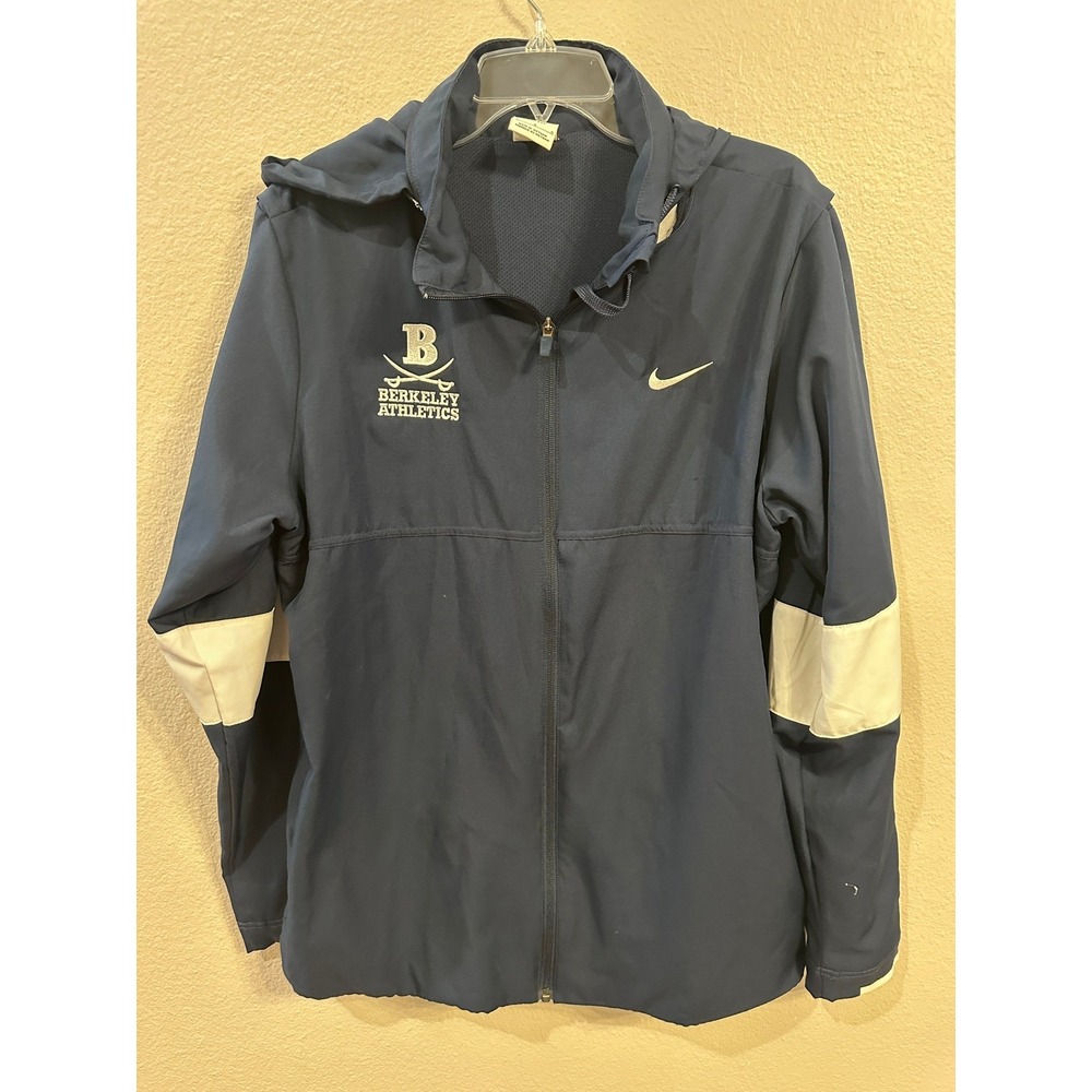 Nike Berkeley Athletics Jacket Mens Full Zip Windbreaker Hooded Blue